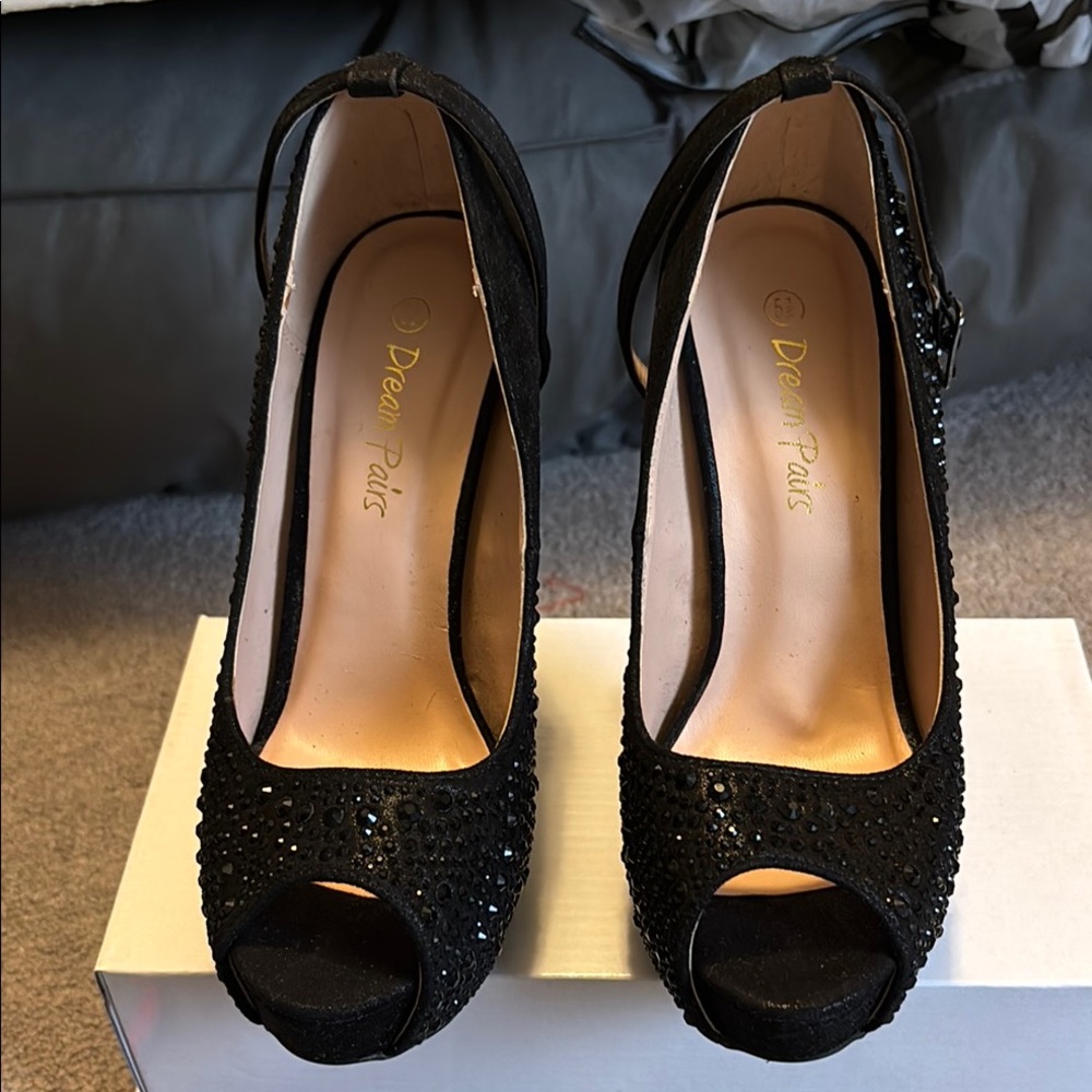 Black Peep Toe Heels